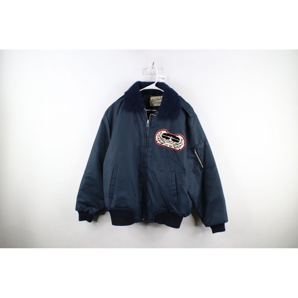 Vintage 80s Mens XL 101st Airborne Div Air Assault Quilted Flight Bomber Jacket